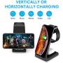 Wireless Charger Stand, CIYOYO 3 in 1 Fast Wireless Charging Station Dock for Airpods Pro 2 1, Apple Watch Series 5/4/3/2/1, iPhone 11/11 Pro/11 Pro Max Qi Certified Phones(with QC 3.0 Adapter)