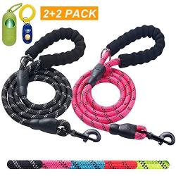 ladoogo 2 Pack 5 FT Heavy Duty Dog Leash with Comfortable Padded Handle Reflective Dog leashes for Medium Large Dogs