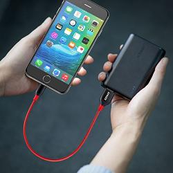 Anker Powerline+ Lightning Cable (1ft) Durable and Fast Charging Cable [Double Braided Nylon] for iPhone X / 8/8 Plus / 7/7 Plus / 6/6 Plus / 5s / iPad and More (Red)