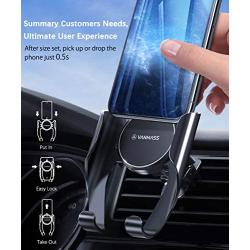 VANMASS Upgrade Car Phone Mount, HandsFree Cell Phone Holder for Car with 2 Air Vent Clips, Universal Air Vent Car Phone Holder Compatible with iPhone 11 Xs Max XR X, Samsung S10 S9 S8(Silver Black)