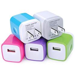 One-Port USB Wall Charger, Charger Base, Fast Charging Brick 5-Pack Charger Cube Head Samsung Box Charger Compatible Phone Xs/XS Max/XR/X/ 8/7/ 6S Plus, Samsung Galaxy S9 S10 S8 Plus Note 9 8/S8 Plus
