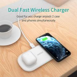 CHOETECH Dual Wireless Charger 5 Coils Qi Certified Fast Wireless Charging Pad Compatible with iPhone 11/11 Pro/11 Pro Max/SE/XS Max/X Samsung Galaxy Note 10/S20/S20+/S10 AirPods Pro Adapter Included