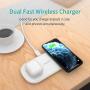 CHOETECH Dual Wireless Charger 5 Coils Qi Certified Fast Wireless Charging Pad Compatible with iPhone 11/11 Pro/11 Pro Max/SE/XS Max/X Samsung Galaxy Note 10/S20/S20+/S10 AirPods Pro Adapter Included