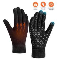 Winter Gloves for Women Men Touch Screen Warm Knit Gloves - Anti-Slip Silicone Gel, Thermal Soft Lining Elastic Cuff, Running Driving Cycling Motorcycle Texting Touchscreen Gloves Unisex 4 Colors