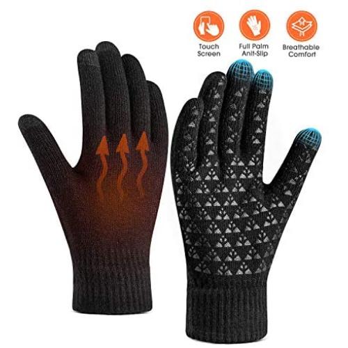 Winter Gloves for Women Men Touch Screen Warm Knit Gloves - Anti-Slip Silicone Gel, Thermal Soft Lining Elastic Cuff, Running Driving Cycling Motorcycle Texting Touchscreen Gloves Unisex 4 Colors