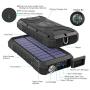 Solar Charger, 20000mAh Solar Power Bank, Qi Wireless Charger for Cell Phone, Portable Charger for Camping, Outdoor, External Battery Pack Flashlight, Compass, Solar Panel Charging by LEO WAY, Black