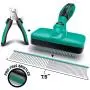 Ruff n Ruffus Self-Cleaning Slicker Brush + 2 Free Bonuses | 7.5" Steel Comb + Pet Nail Clippers | Grooming Supplies Great for Cats Dogs & All Breeds & Hair Types (Grooming Set (with FREE Bonus)) Ruff n Ruffus Self-Cleaning Slicker Brush + 2 Free Bonuses | 7.5" Steel Comb + Pet Nail Clippers | Grooming Supplies Great for Cats Dogs & All Breeds & Hair Types (Grooming Set (with FREE Bonus))