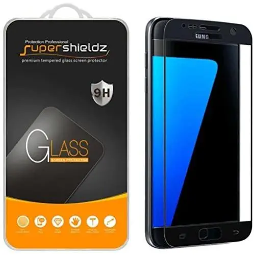 (2 Pack) Supershieldz for Samsung Galaxy S7 Tempered Glass Screen Protector, (Full Screen Coverage) Anti Scratch, Bubble Free (Black) (2 Pack) Supershieldz for Samsung Galaxy S7 Tempered Glass Screen Protector, (Full Screen Coverage) Anti Scratch, Bubble Free (Black)