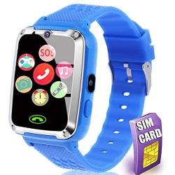 [SIM Card Include] Smart Watch for Kids - Kids Smart Watch Phone for Boys Girls with Phone Call Camera Games Music Alarm Clock Calendar Kids Smartwatch Electronic Wrist Watch for Birthday Gift (Blue)