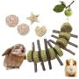 VCZONE Bunny Chew Toys, Rabbit Pet Tooth Chew Toys Organic Natural Apple Wood Grass Cake Ideal for Bunny, Chinchilla, Guinea Pigs, Hamsters Teeth Grinding