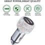 Quick Charge 3.0 Car Charger, SAVORI Bling Bling Handmade Crystal Rhinestones Dual USB Car Charger Adapter for iPhone, iPad Pro/Air 2/Mini, Samsung Galaxy Note9/8/S9/S9+, LG, Nexus, HTC, etc (White)