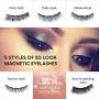 Updated 3 D Magnetic Eyelashes And Eyeliner Set- 2 Tubes of Magnetic Eyeliner & 5 Pairs Magnetic Eyelashes Kit-With Natural Look & Reusable False lashes -No Glue Need