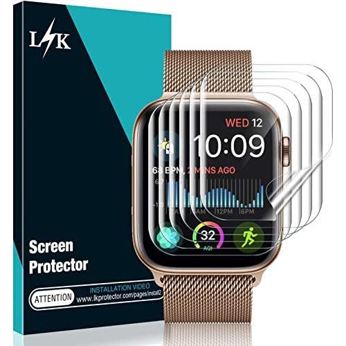 [6 Pack] L K Screen Protector for Apple Watch 44MM Series 5/4 , [Full Coverage] [Self Healing] Bubble Free for iWatch 44MM Flexible TPU HD Clear Film