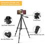 Phone Tripod, Aureday 50” Extendable Adjustable Travel Tripod Stand with Phone Holder Mount & Remote, Compatible with iPhone & Android Phone & Camera