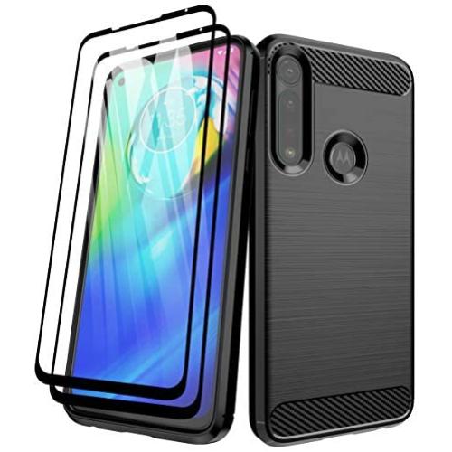 Aliruke Case for Moto G Power Case with Tempered Glass Screen Protector[2 Pack], Slim Shockproof TPU Bumper Cover Flexible Lightweight Protective Phone Case for Motorola Moto G Power 2020, Black