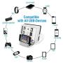 USB Charging Station for iPhone,COSOOS Charger Station with 5 lPhone Charger,1 Type-C,1 Micro Cable,iWatch Stand,6-Port Charging Station for Multiple Devices,iPad,Kindle(Silver White,UL Certified)