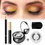 SISILILY 3 Pairs No Megnet No Glue Reusable Fake Eyelashes with Eyeliner Set 3D Waterproof Handmade Eyelashes Kit with Mascara (Morphing)