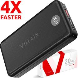 【UL Certified】 Villain Power Bank Portable Charger 20000mAh Qualcomm Quick Charge 3.0, 18W PD, USB Type C Fast Charging Cell Phone External Battery Pack, Powerbank for iPhone, Android, Camera