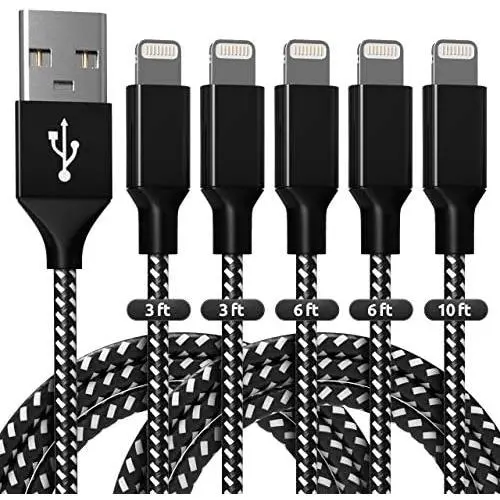 iPhone Charger MFi Certified Lightning Cable 3FT/6FT/10FT Nylon Braided USB Charging Cord Compatible with iPhoneXs/Max/XR/X/8/8Plus/7/7Plus/6S/6S iPhone Charger MFi Certified Lightning Cable 3FT/6FT/10FT Nylon Braided USB Charging Cord Compatible with iPhoneXs/Max/XR/X/8/8Plus/7/7Plus/6S/6S