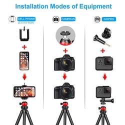 Phone Tripod, Flexible Cell Phone Camera Tripod Adjustable Tripod Stand Holder with Wireless Remote 360° Rotating Flexible Tripod Compatible for iPhone Samsung Android Phones Gopro Sports Camera DSLR