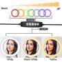 Emart 10-inch 10 Colors & 10 Brightness Levels RGB Selfie Ring Light with Adjustable Tripod Stand & Cell Phone Holder, Dimmable LED O Ring Light for Live Stream, YouTube Video, Makeup