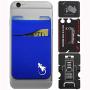 Double Pocket - Adhesive Card Holder - Cell Phone Pouch - Stick on Lycra Pocket - Carry Credit Cards and Cash (Blue)