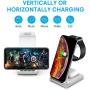 Wireless Charging Stand, GEEKERA 3 in 1 Wireless Charger Fast Charging Dock Station for Apple Watch 5 4 3 2 1, Airpods 2/Pro, iPhone 11/11 Pro/X/Xr/Xs/8 Plus,Qi-Certified Phones（with QC 3.0 Adapter）