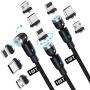 Magnetic Charging Cable [3-Pack, 10ft], Melonboy 360°&180° Rotation Magnetic Phone Charger Cable, 3 in 1 Nylon Braided Magnetic Cable Compatible with Micro USB, Type C and iProduct - Black