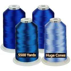 Simthread 42 Options Various Assorted Color Packs of Polyester Embroidery Machine Thread Huge Spool 5000M for All Embroidery Machines (Blue Series)