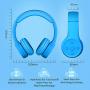 Picun Kids Bluetooth Headphones Safe Volume Limited 85dB 15 Hours Play Time Foldable Stereo Sound Headsets with Mic Wireless Headphones for Boys Children Computer Cell Phones Tablet School Game(Blue)