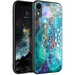 KANGYA iPhone XR Case, Slim Thin Hybrid Hard PC Soft Rubber Drop Protection Shockproof Bumper Glow in The Dark Anti-Scratches Non-Slip Phone Case Cover for 6.1 Inch iPhone XR 2018, Mandala in Galaxy