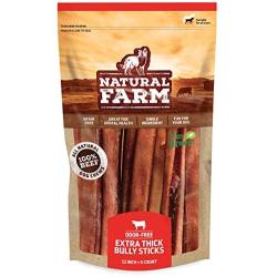 Natural Farm Odor Free Jumbo Bully Sticks, 100% Beef - Made & Packaged at Our Own Food-Grade Facility - Fully Digestible High Protein Chews, Low Fat Treats – for Small, Medium & Large Dogs