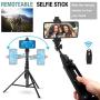 Phone Tripod Stand Selfie Stick 54 Inch Portable Aluminum Alloy Phone with Wireless Remote Shutter for iPhone Tripod 11 pro Xs Max Xr X 8 7 6 Plus, Android Samsung Galaxy Smartphone Vlog/Live Stream