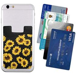 Sunflower Ultra Slim Cell Phone Card Holder Back, Stick On Card Wallet Sticker for iPhone Android Smartphones