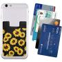 Sunflower Ultra Slim Cell Phone Card Holder Back, Stick On Card Wallet Sticker for iPhone Android Smartphones
