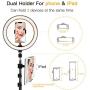 Compatible for iPad 10 Selfie Ring Light with Tripod Stand & Phone Holder for Makeup Live Stream Makeup Dimmable LED Camera Ring Light with Remote Shutter for YouTube Video JACKYLED