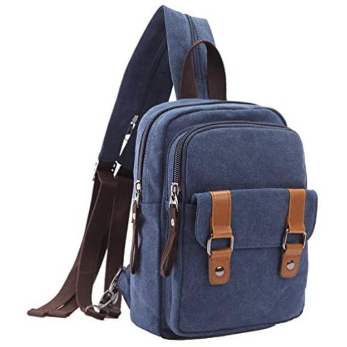 Arbag Small Cute Backpack Vintage Casual Canvas Shoulder Bag Daypack (Navy blue)