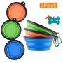 MXZONE 3 Collapsible Silicone Dog Bowl, Foldable Expandable Cup Dish for Small Pet Cat Food Water Feeding Portable Travel Bowl, Free Pet ID-Tag