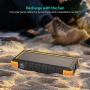 Solar Power Bank, 25000mAh RAVPower Solar Phone Charger with 3 USB Ports, External Battery Pack with Micro USB & USB C Inputs, Outdoor Portable Charger with Flashlight - Shock, Dust & Waterproof