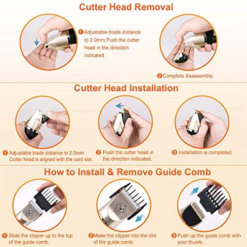 Dog Clippers Low Noise Pet Hair Clippers Professional Rechargeable Cordless Electric Pet Shaver Pet Trimmer Pet Grooming Tools with Comb Guides Scissors Nail Kits for Dogs Cats