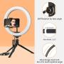 Ring Light with Stand, GPED 10.2" Dimmable LED Desk Makeup Beauty RingLight with Phone Holder for iPhone/Android/YouTube Video/Live Stream/Photography, 3 Light Modes & 10 Brightness Level