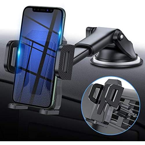 MIRACASE Car Phone Mount Universal 2-in-1 Car Phone Holder with Dashboard Air Vent Windshield Cell Phone Holder with Telescopic Arm & Dashboard Pad Fit for iPhone Samsung LG Sony Huawei and More