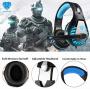 BUTFULAKE GH-1 Gaming Headset for PS4, Xbox One, Xbox One S, PC, Nintendo Switch, Mac, Laptop, Computer, 3.5mm Wired Pro Stereo Over Ear Gaming Headphones with Noise Cancelling Mic, LED Light, Blue