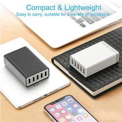 Multi Port USB Wall Charger 40W 8A, 5 Port Desktop USB Charging Station for Multiple Devices, Travel Portable USB Charger for Cell Phone, Tablet and More USB Port Device