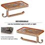 ThinkTop Antique Carving Toilet Roll Paper Holder with Phone Shelf Wall Mounted Bathroom Paper Rack and Hook-Rose Gold