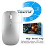 Bluetooth Wireless Mouse, Dual Mode Slim Rechargeable Wireless Mouse Silent Cordless Mouse with Bluetooth 4.0 and 2.4G Wireless, Compatible with Laptop, PC, Windows Mac Android OS Tablet (Silver)