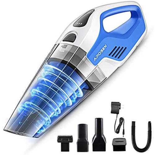 APOSEN Handheld Vacuum Cleaner with HEPA Filter 7Kpa Wet Dry Hand Vac 14.8V Lithium with Quick Charge Tech Powerful Cyclonic Suction A7-B