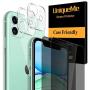 [4 Pack] UniqueMe 2 Pack Tempered Glass Privacy Screen Protector +2 Pack Tempered Glass Camera Lens Protector 9H Hardness for iPhone 11(6.1 inch)
