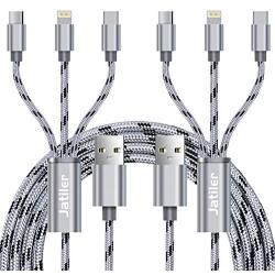 2Pack 10ft Multi Charger Cable,Multi Charging Cable Long Nylon Braided Multiple USB Cable Universal 3 in 1 Charging Cord Adapter with Type-C,Micro USB Port Connectors for Cell Phones and More