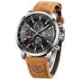BENYAR Waterproof Quartz Men Watch, Fashionable Chronograph Analog Water-Resistant Business Brown Leather Watches